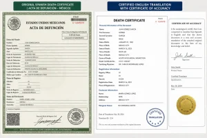 Read more about the article Spanish Death Certificate Translation for USA | Certified Acta de Defunción Translation Services