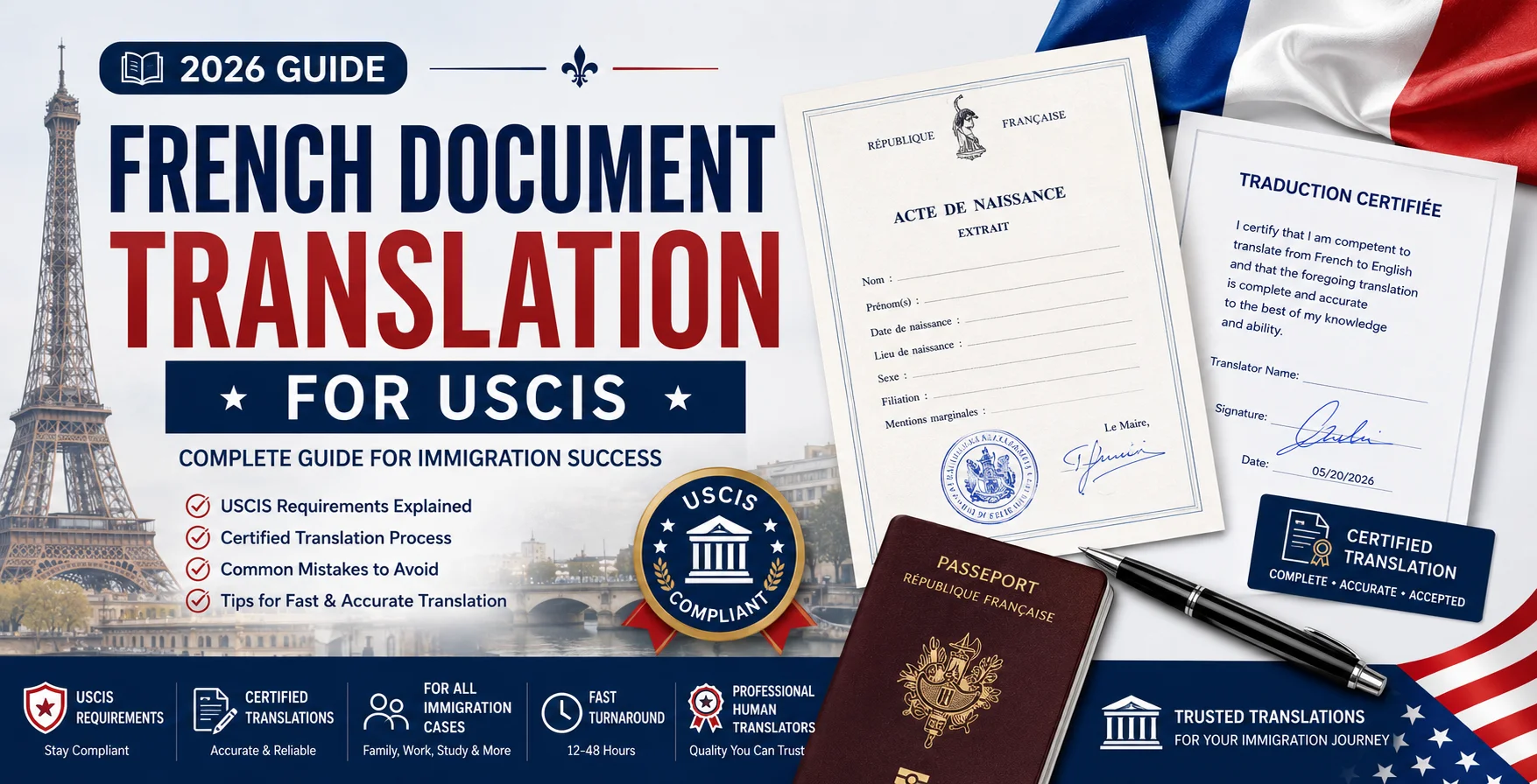 You are currently viewing French Document Translation for USCIS – Complete Guide (2026)