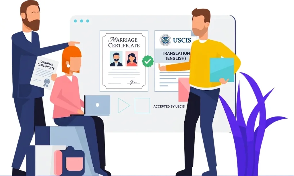 Certified marriage certificate translation for USCIS immigration applications
